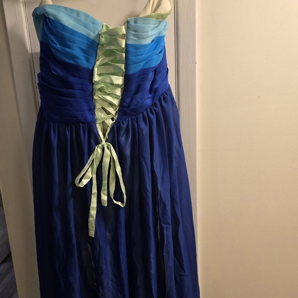 Grace Karin Floor Length Fairy   Evening /Fomal Sheer Gown Prom  Size 20 Blue - Picture 15 of 15